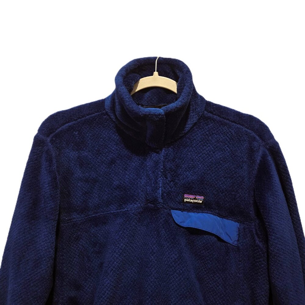 Patagonia Blue Re-Tool Snap-T Fleece Pullover Polartec Fluffy Womens Large - Picture 2 of 4